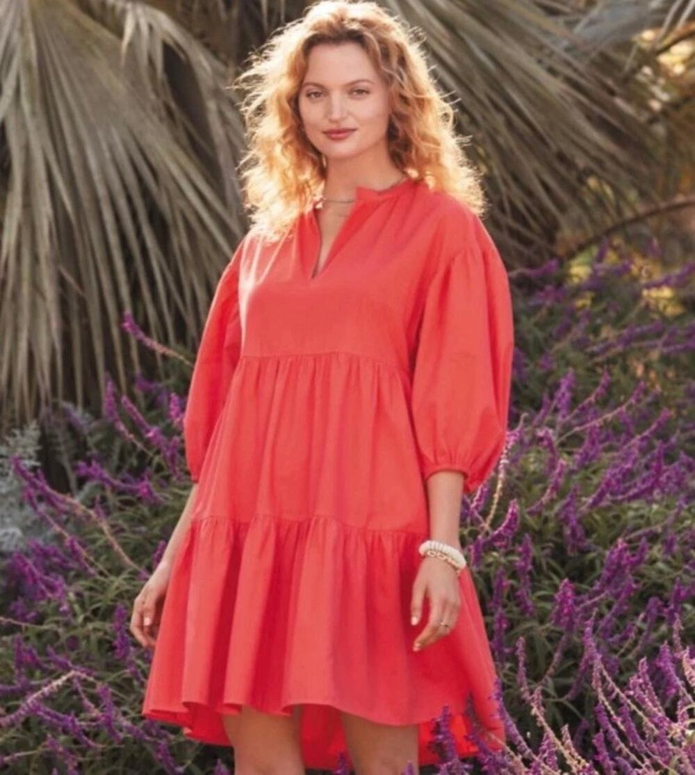 Sundry for Evereve The Anywhere Babydoll coral  dress tiered romantic feminine